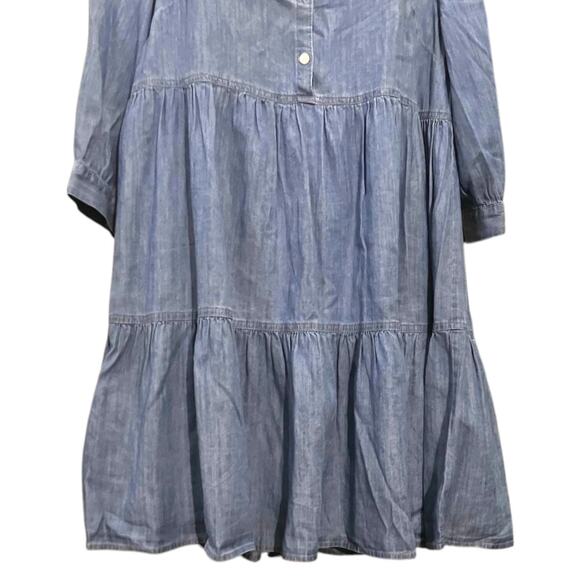 Tommy Hilfiger Womens Chambray Tiered Popover Shirtdress Midi Casual Flowy SZ 10 - Picture 5 of 10